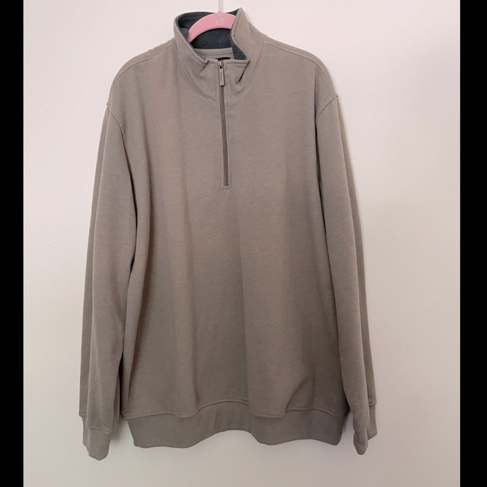 Van Heusen mock neck long sleeve quarter zip pullover sweater XL Grey